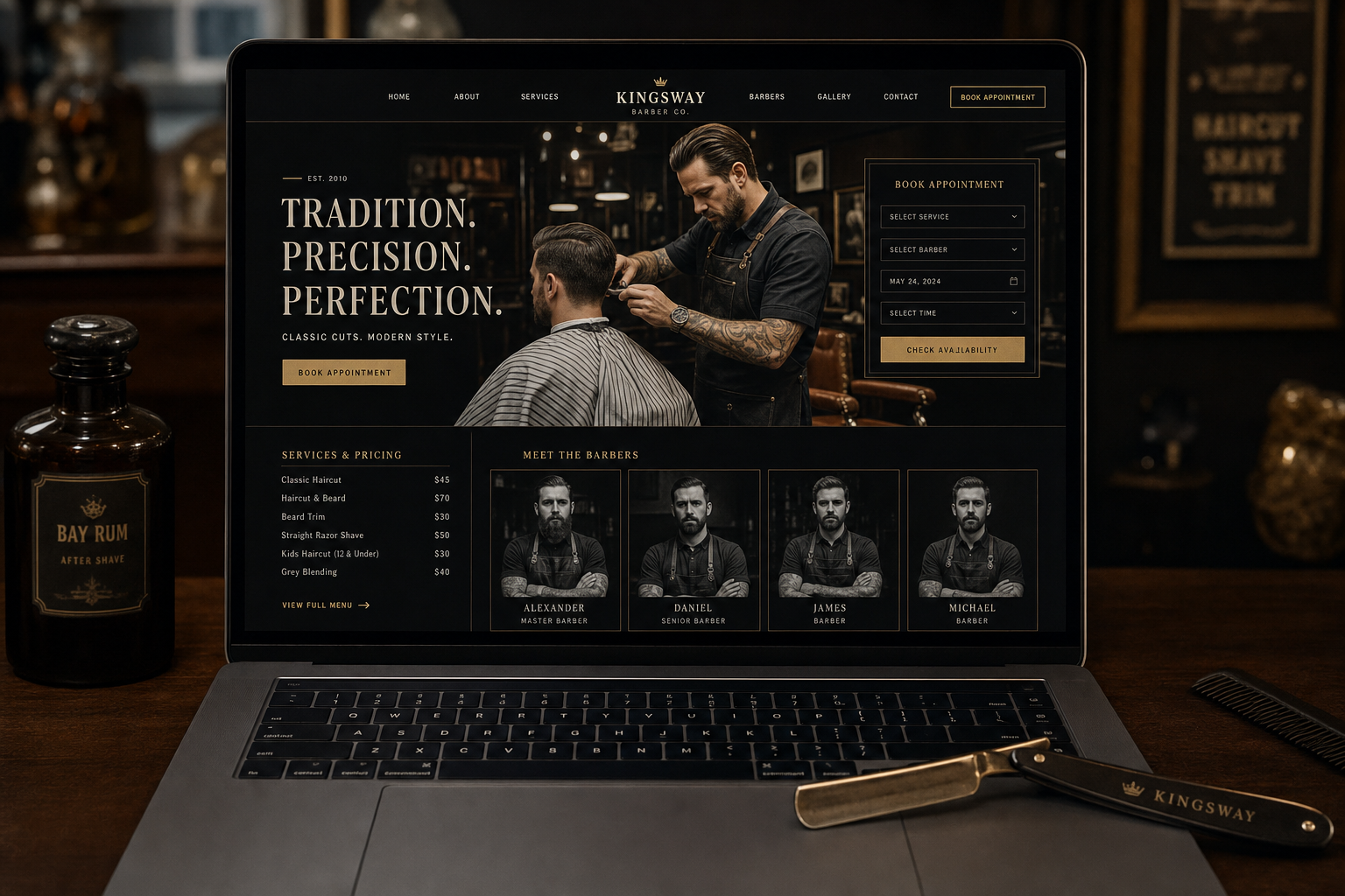 Strona barbershopu — Kingsway Barber Co.