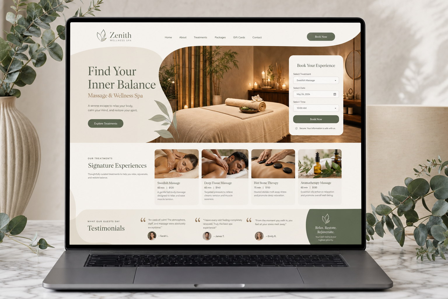 Strona salonu masażu — Zenith Wellness Spa